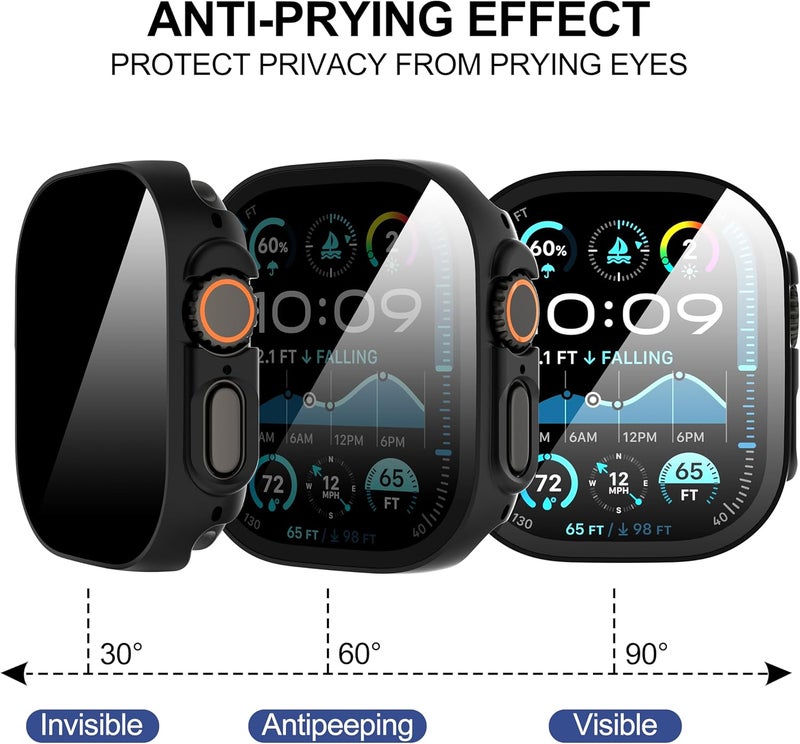 Suoman 3-Pack for Apple Watch Ultra 3/2/1 49mm Privacy Screen Protector Case, [Anti-Peeping] Ultra-Thin Tempered Glass Case Cover for iWatch Ultra 49mm 3/2/1 - Image 5